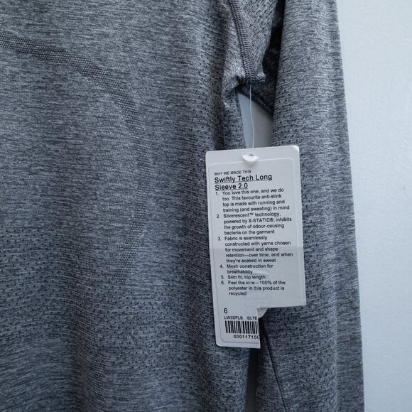 NWT Lululemon Swiftly Tech Long Sleeves Top Heather Gray - Picture 5 of 8